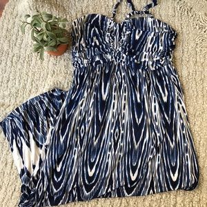 Blue and white Waterfall Chevron Maxi Dress - Soma